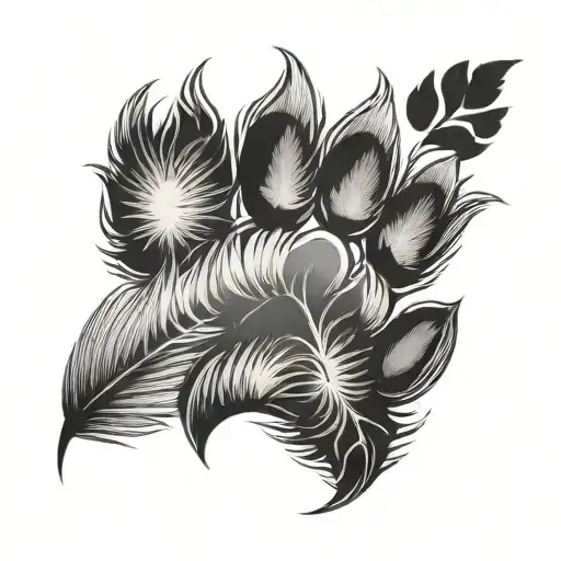 feather paw print tattoo design idea