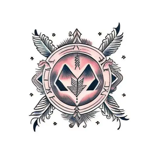 tribal feathers with Roman numeral 5 tattoo design idea