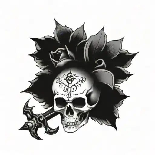 Calavera con una hiena con arma tattoo design idea
