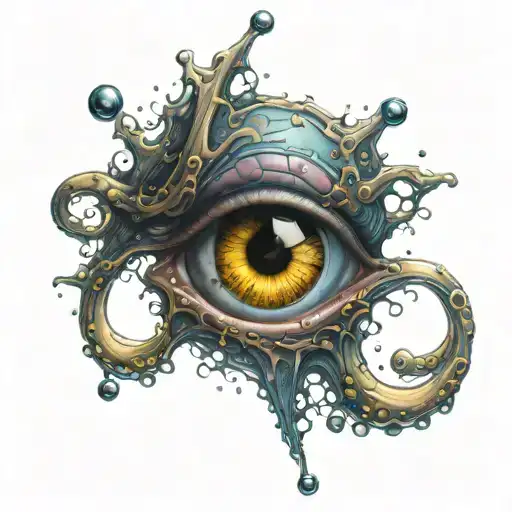 Body horror flash bubbles eyes tattoo design idea