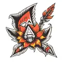 traditional  arrowhead wrapped with an Indian paint brush  tattoo design idea