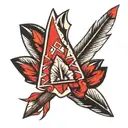 traditional  arrowhead wrapped with an Indian paint brush  tattoo design idea