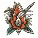 traditional  arrowhead wrapped with an Indian paint brush  tattoo design idea