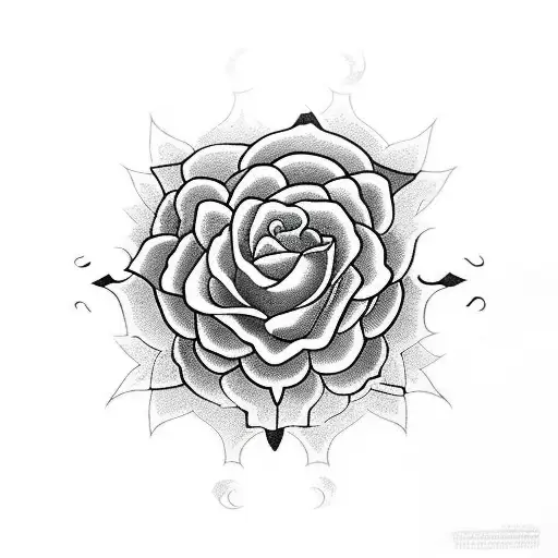 illuminati with roses and fire tattoo design idea