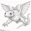 flying lemur from avatar the last airbender.  Has wings open and is reading a book tattoo design idea