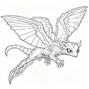 flying lemur from avatar the last airbender.  Has wings open and is reading a book tattoo design idea