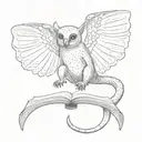 flying lemur with wings open and reading a book tattoo design idea