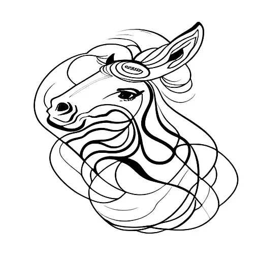 Contour of the head of the horse woth flowers tattoo design idea