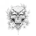 dinosaur skull with lilacs tattoo design idea