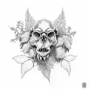 dinosaur skull with lilacs tattoo design idea