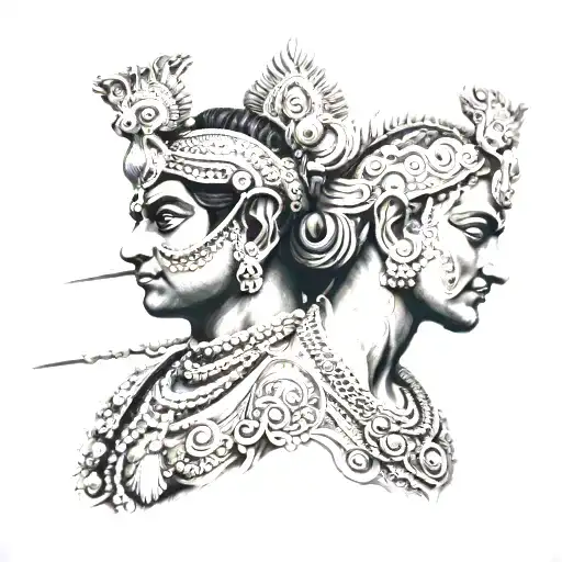 krishna and arjuna tattoo design idea