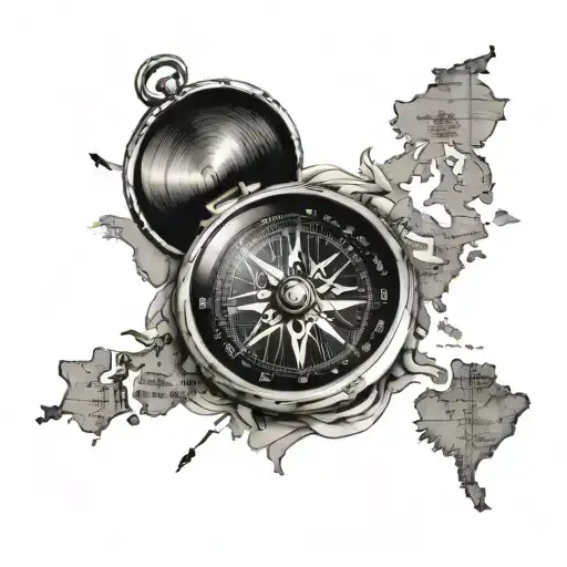 A tattoo of a compass with a map of your hometown, symbolizing your passion for exploring new places and your love for where you come from tattoo design idea