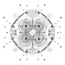 circuit board, five empty circles tattoo design idea