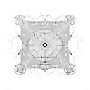 circuit board, five empty circles tattoo design idea