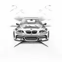 drifting bmw e60 tattoo design idea