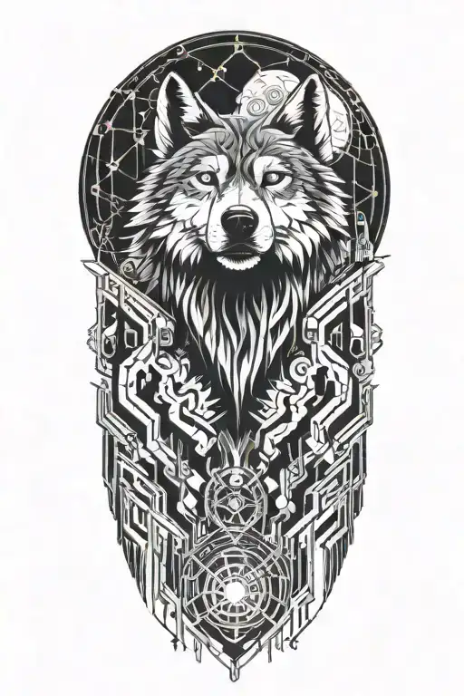 wolf howling at the moon tattoo design idea
