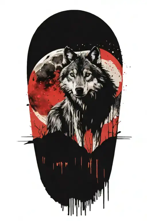 Wolf And Moon Night Sky tattoo design idea