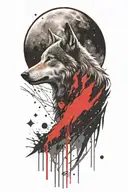 howling wolf  with space theme tattoo design idea