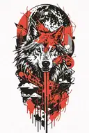 Wolf howling tattoo design idea