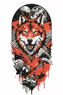 Wolf howling tattoo design idea