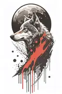howling wolf  with space theme tattoo design idea
