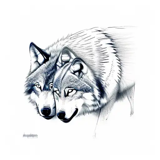wolf protecting a child tattoo design idea