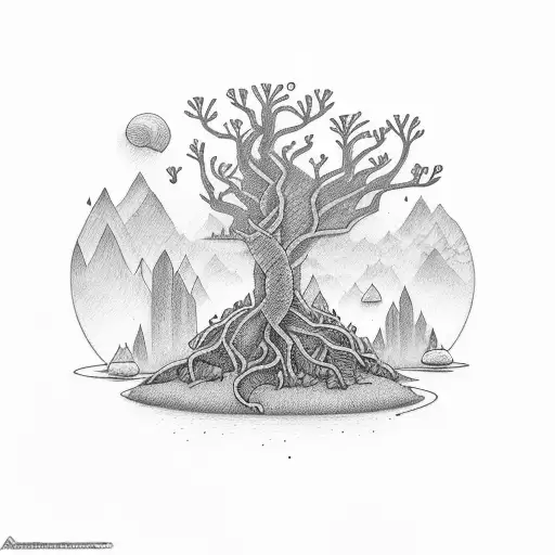 Finn from adventure time touching the tree of knowledge  tattoo design idea