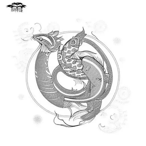 A mechanical snake wrapped around a traditional Japanese koi fish, symbolizing the balance between nature and engineering tattoo design idea