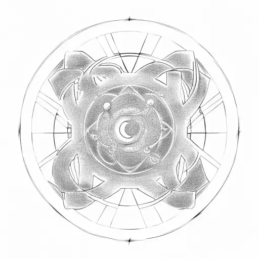 A transmutation circle with the iconic symbols from Full Metal Alchemist tattoo design idea