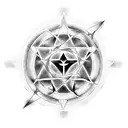 A transmutation circle with the iconic symbols from Full Metal Alchemist tattoo design idea