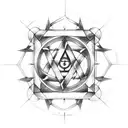 A transmutation circle with the iconic symbols from Full Metal Alchemist tattoo design idea