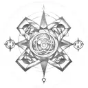 A transmutation circle with the iconic symbols from Full Metal Alchemist tattoo design idea