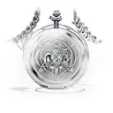 A full metal alchemist pocket watch surrounded by transmutation circles tattoo design idea
