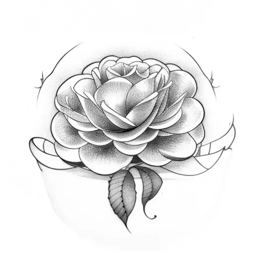 cup with camellias tattoo design idea