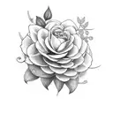 cup with camellias tattoo design idea