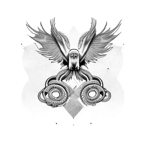 Raven holded by tentacles  tattoo design idea