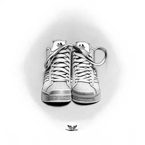 An adidas shoe with musical notes as shoelaces tattoo design idea