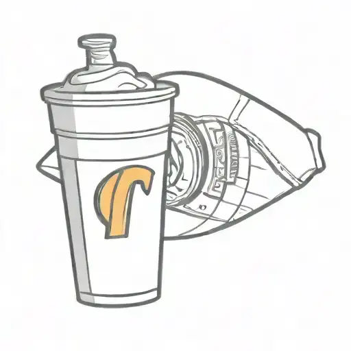 Rum bottle with mc donald cup on it  tattoo design idea