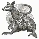 kangaroo and loch ness monster tattoo design idea