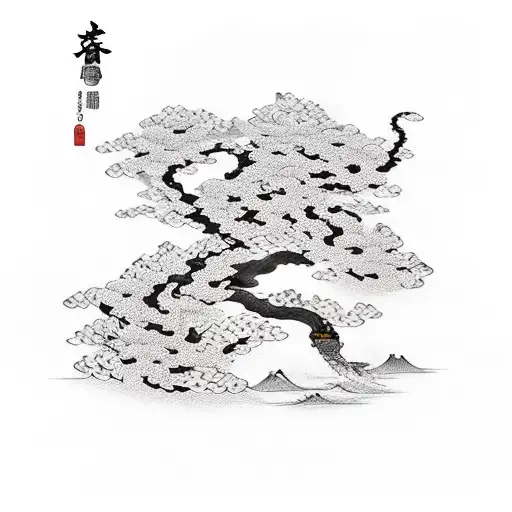 Cherry tree on shoulde blade, blossoms falling down the arm, snake wrapping going up the armywords the tree tattoo design idea