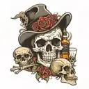 jack daniel and skull tattoo design idea