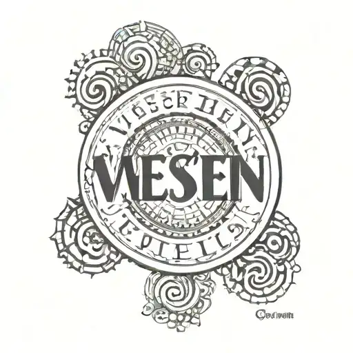 circular typography spelling 'verstehen' tattoo design idea