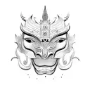 sinhala traditional warrior mask tattoo design idea