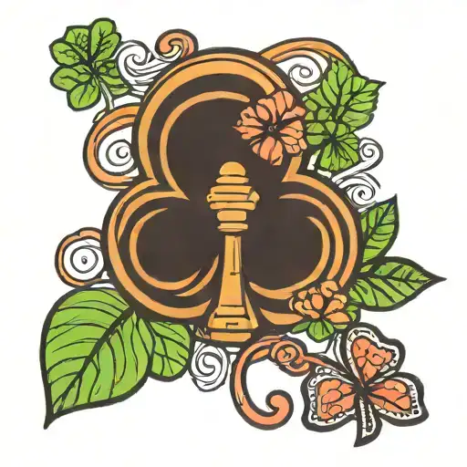 Lucky Penny and a four leaf clover with a small lock that has a heart on it.  tattoo design idea
