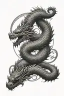 Slavic mythology with dragon in yingyang symbol tattoo design idea