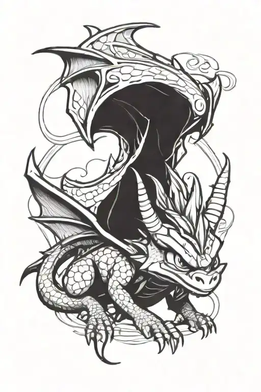 angry looking spyro the dragon tattoo design idea