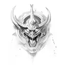 demon fighting tattoo design idea