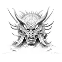 demon fighting tattoo design idea