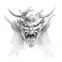 demon fighting tattoo design idea