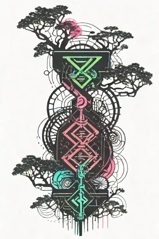 Dna chain and tree tattoo design idea